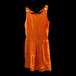 Vintage 60s Sleeveless Orange Polka dot Dress